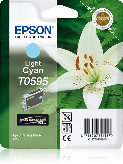 Epson Tintenpatrone T0595, Hellcyan, 520 Seiten – für Inkjetdrucker/Multifunktionsgeräte