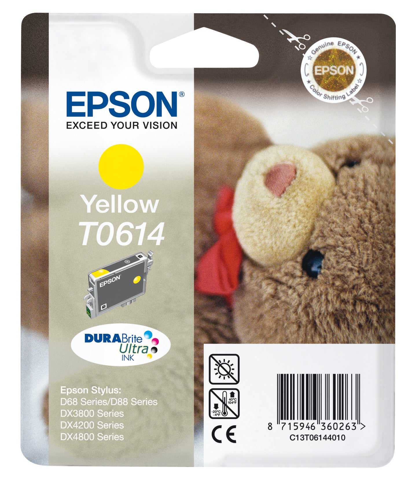 Epson T0614 Gelbe Tintenpatrone (Original) – 8 ml – für Stylus D68/D88/D88Plus – C13T06144020