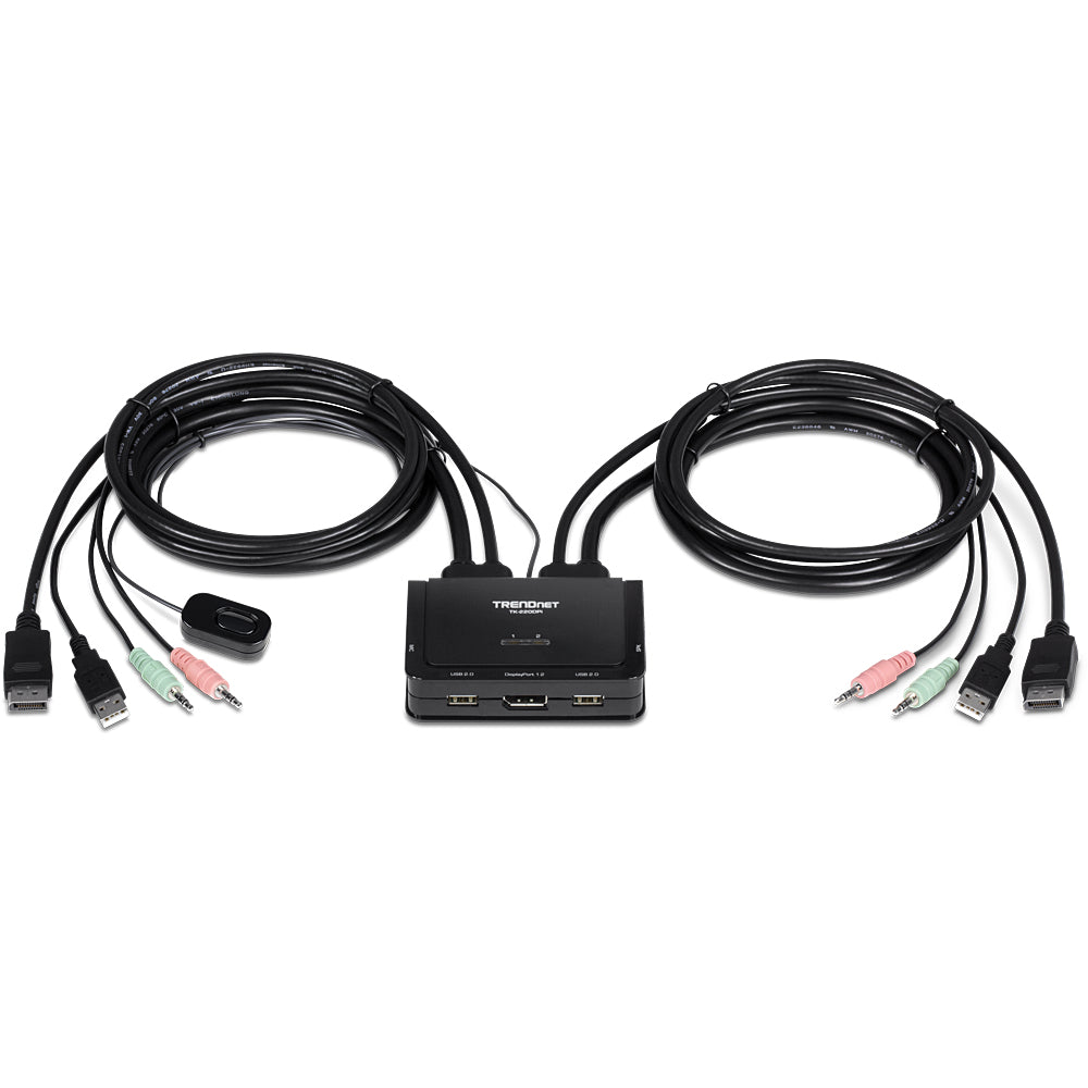 TRENDnet TK-220DPi – 2-Port DP KVM-Switch – 4K/60 Hz, USB, Audio