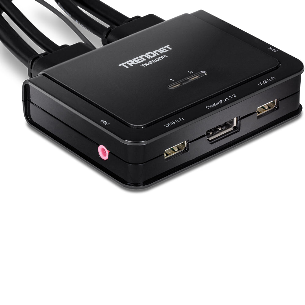 TRENDnet TK-220DPi – 2-Port DP KVM-Switch – 4K/60 Hz, USB, Audio