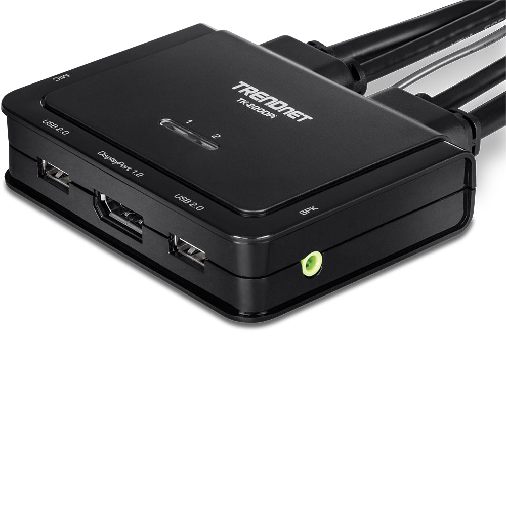 TRENDnet TK-220DPi – 2-Port DP KVM-Switch – 4K/60 Hz, USB, Audio