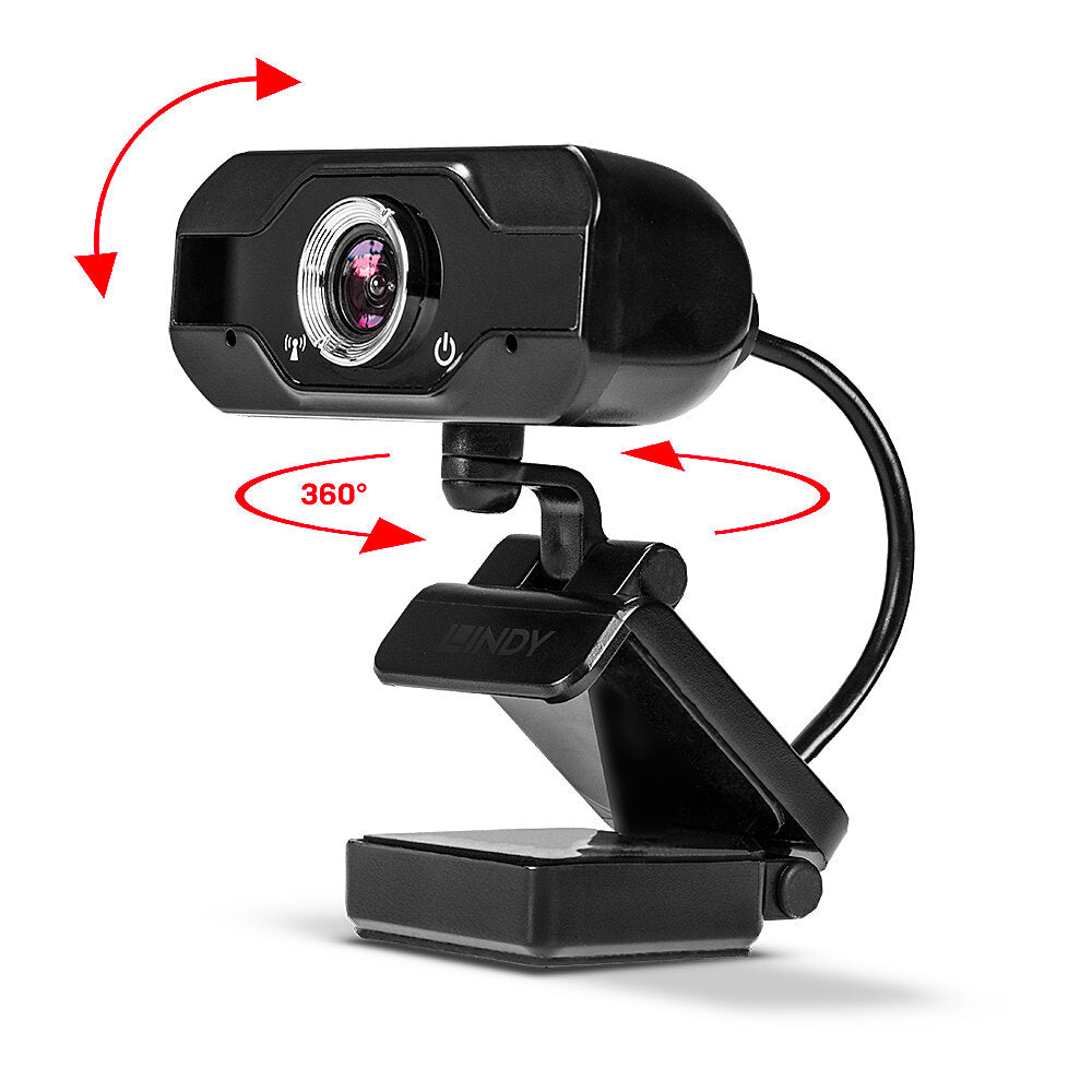 Lindy 43300 Webcam – Full HD 1080p, 30 fps, USB 2.0 – Schwarz