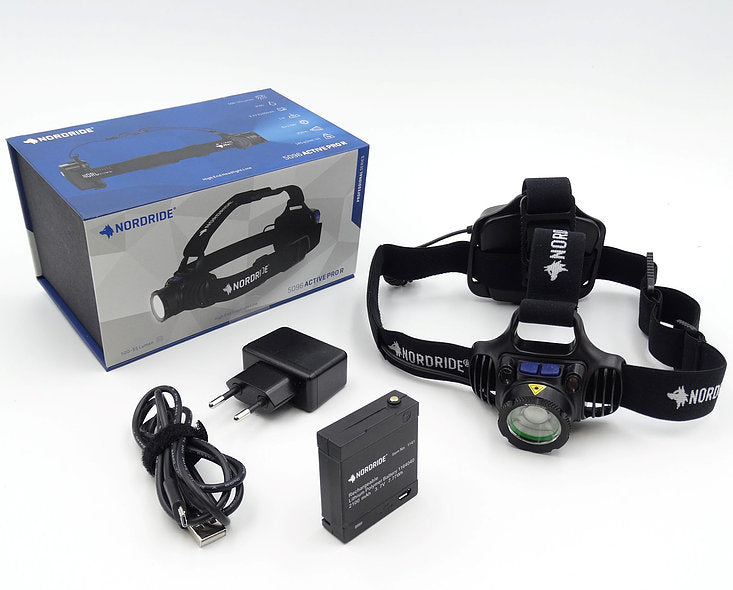 NORDRIDE Stirnlampe PRO R – 640 lm, 250 m, IP65, Laufzeit 18 h – Schwarz