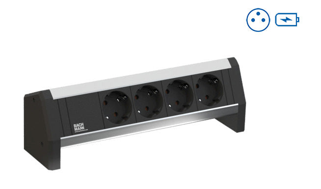 Bachmann DESK Steckdoseneinheit – 2×Typ E, USB-Ladegerät 5 V/3,1 A, Tisch/Einbau