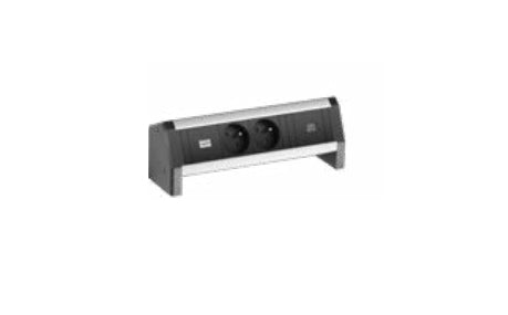 Bachmann DESK Steckdosenleiste, 2×UTE, 1×USB-C PD 60 W, GST18 Eingang, 320×70×90 mm – Schwarz