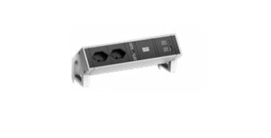 Bachmann DESK2 – Tischsteckdosenleiste, 2× T13, 1× USB (22 W), 0,2 m, Stecker GST18