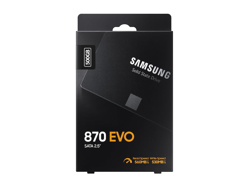 Samsung 870 EVO – 500 GB 2,5" SATA III, 560 MB/s lesen, 530 MB/s schreiben, V-NAND