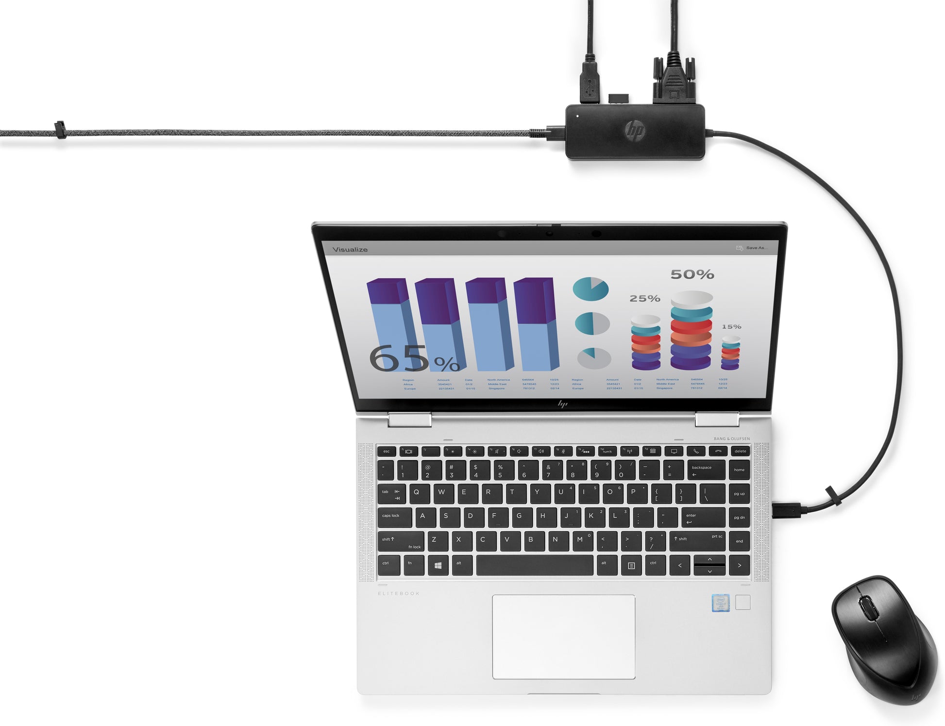 HP Travel G2 Multiport-Adapter – USB-C, HDMI, VGA, 2× USB-A, für Windows 10