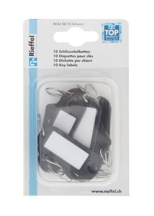 Rieffel Schlüsselschild – Kunststoff, Schwarz, 22 × 55 mm, 10er-Pack