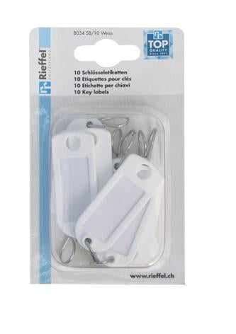 Rieffel Schlüsselanhänger – Kunststoff, Weiss, 55 × 22 mm, 10er-Pack