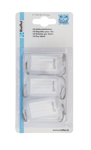 Rieffel Schlüsselschild – Transparent, 38 × 22 mm, 10er-Pack