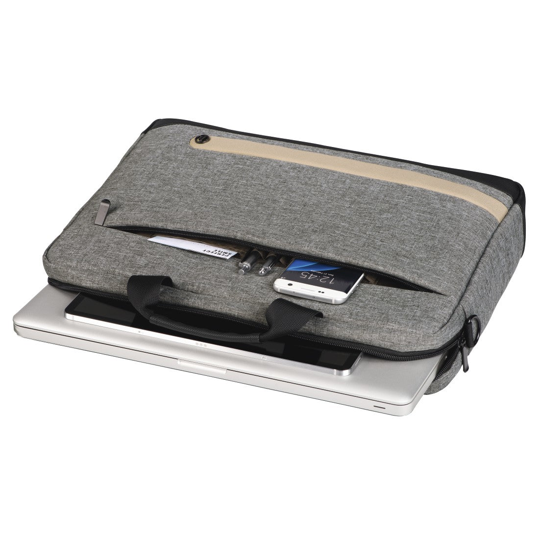 Hama Terra Notebook-Tasche – 8 l, wasserabweisend, Aufsteckfunktion, recyceltes PET (rPET), grau
