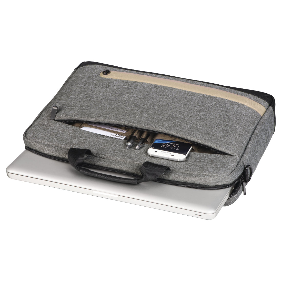 Hama Terra Notebook-Tasche – 8 l, wasserabweisend, Aufsteckfunktion, recyceltes PET (rPET), grau