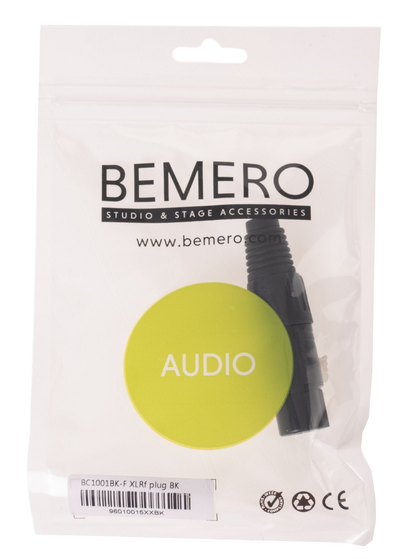 Bemero BC1001BK-F – 3-poliger XLR-Stecker, weiblich, gerade, schwarz, 1 St.