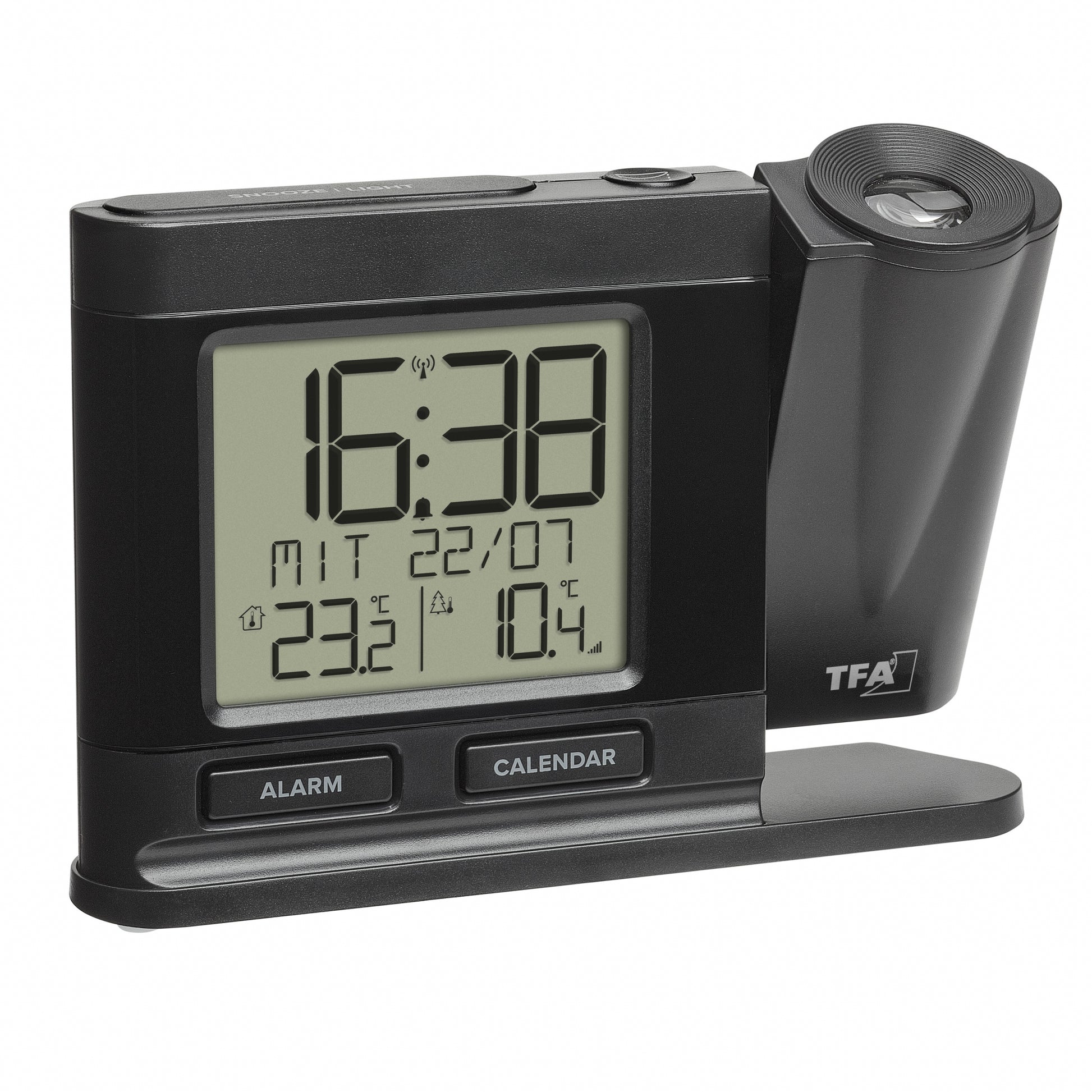 TFA-Dostmann TFA Dostmann 60.5018 Projektionswecker – Funk, Thermometer, 14,9 × 10,4 × 3,8 cm, Schwarz