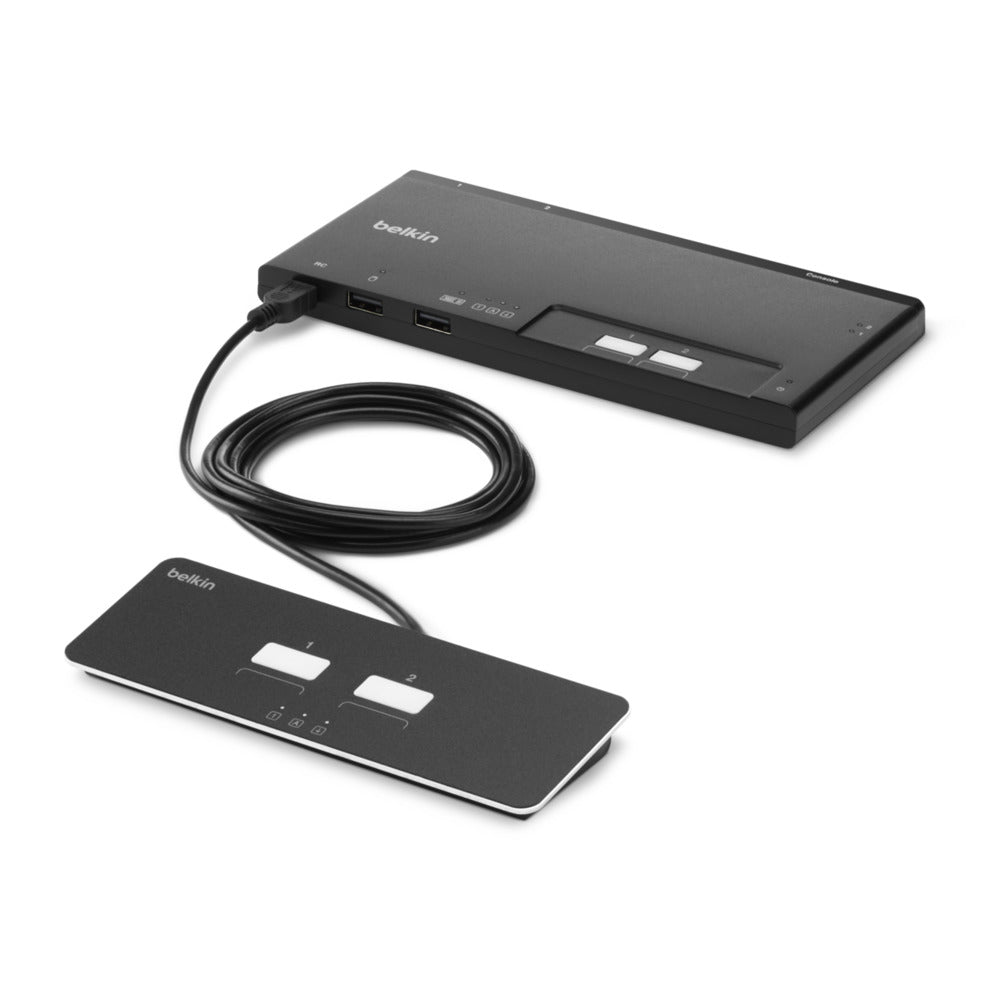 Belkin PP4.0 – KVM-Switch 2×1, Dual-Head, modular, sicher, Fernbedienung