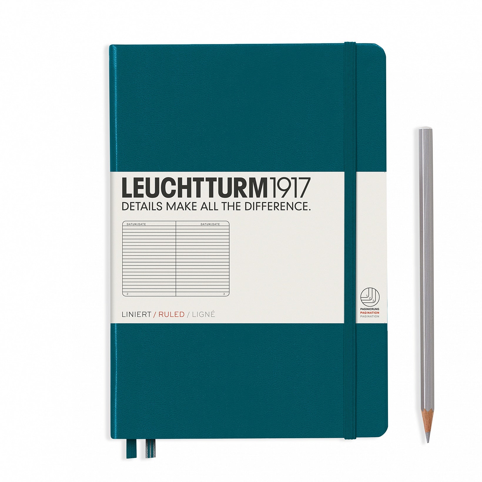 Leuchtturm Notizbuch – A5 – 249 Seiten – 80 g/m² – Hardcover, Gummiband, Stiftschlaufe – Dunkelgrün