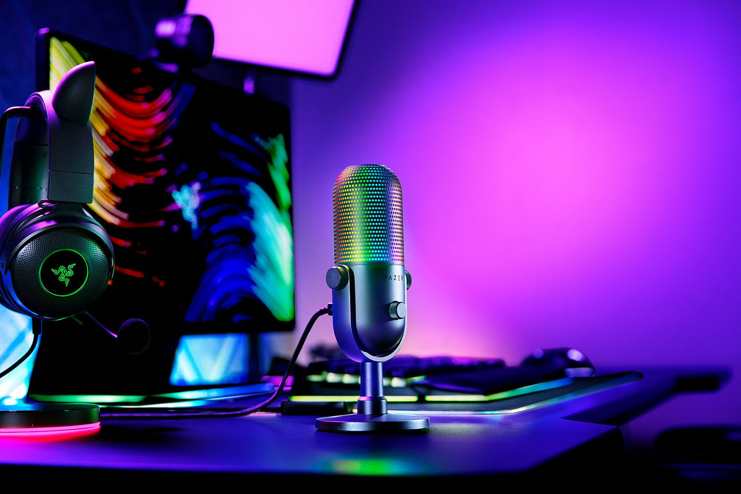 Razer Seiren V3 Chroma Tischmikrofon – USB-C, Kabelgebunden, Superniere, 24 Bit/96 kHz, Schwarz