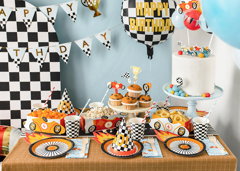 PartyDeco Becher, Papier/Karton – 2,2 dl, Ø 7,5 cm, Auto-Motiv – 6 Stk.