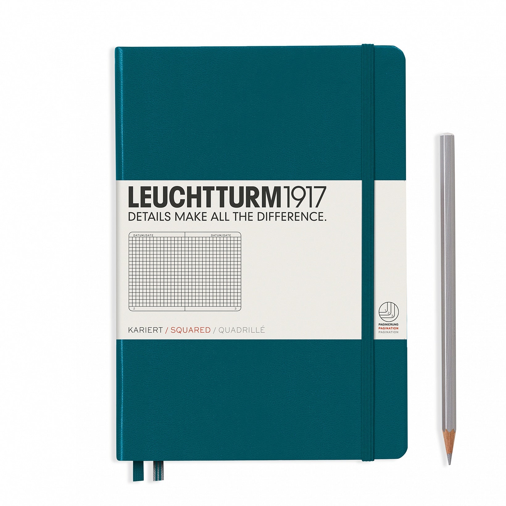 Leuchtturm Notizbuch – A5 – 249 Seiten – 80 g/m² – Hardcover, Gummiband, Stiftschlaufe, Dunkelgrün
