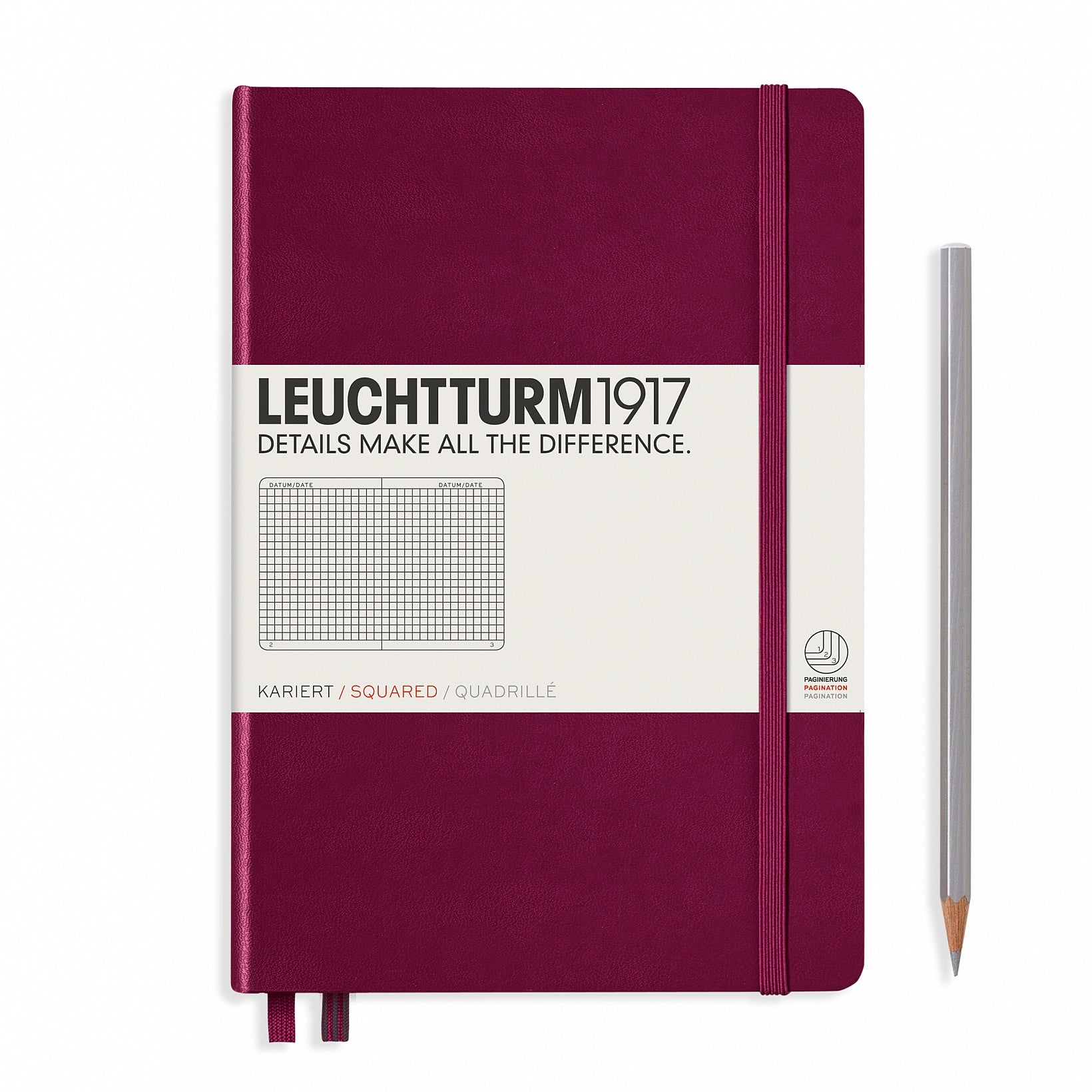 Leuchtturm Notizbuch – A5 – 249 Seiten – 80 g/m² – Hardcover, Gummiband, Stiftschlaufe – Port Red