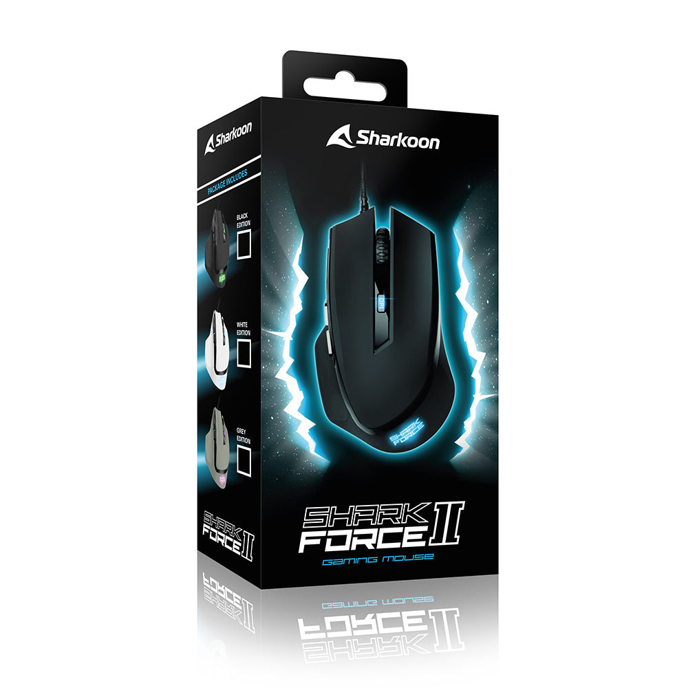 R-Go Tools Sharkoon SHARK Force II – Gaming-Maus – Kabelgebunden (USB-A), 4200 DPI, Rechts, Weiss