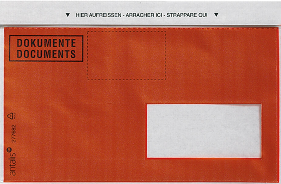 Dokumententasche – C6/5, mit Fenster rechts, selbstklebend, Papier, rot – 1'000 Stk.