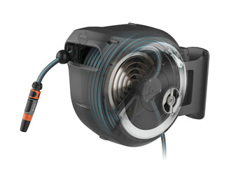 Gardena Schlauchbox 25 m – wandmontiert, automatisch, mit Aquastop, grau, B 270 × H 510 × T 665 mm