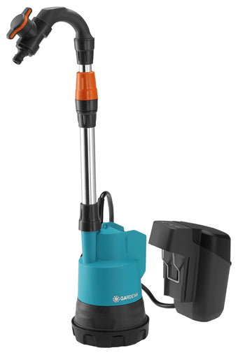 Gardena Regenfasspumpe – Akkubetrieb, Förderhöhe 20 m, Fördermenge 2000 l/h, für Bosch 18 V POWER FOR ALL