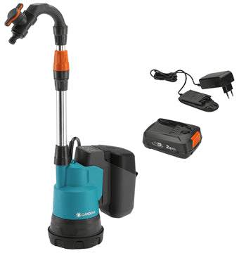 Gardena Regenfasspumpe – Akkubetrieb, Förderhöhe 20 m, Fördermenge 2000 l/h, für Bosch 18 V POWER FOR ALL