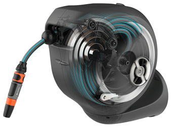 Gardena RollUp S Schlauchbox 15 m – wandmontiert, automatisch, Aquastop, grau