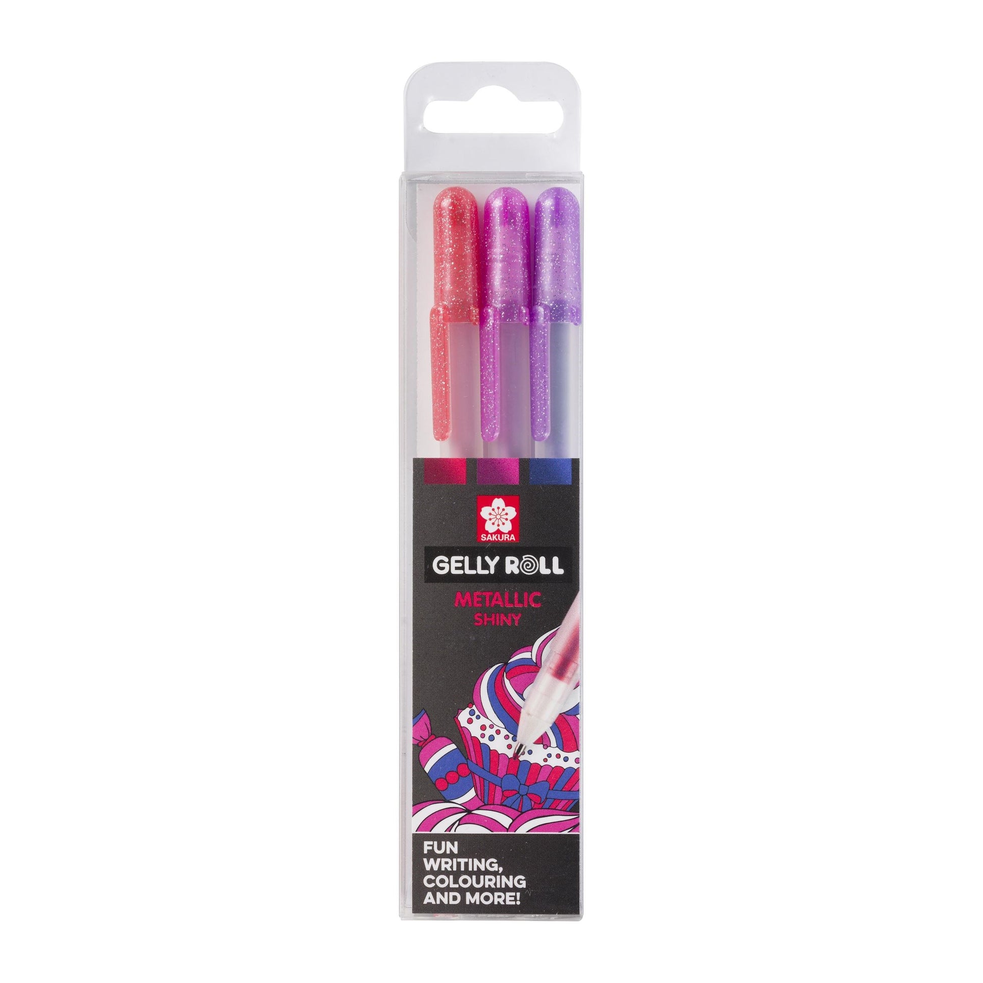 Sakura Gelly Metallic Gelschreiber 3er Set – 3 Farben, 0,5 mm, schnelltrocknend, für dunkles Papier, Kappe