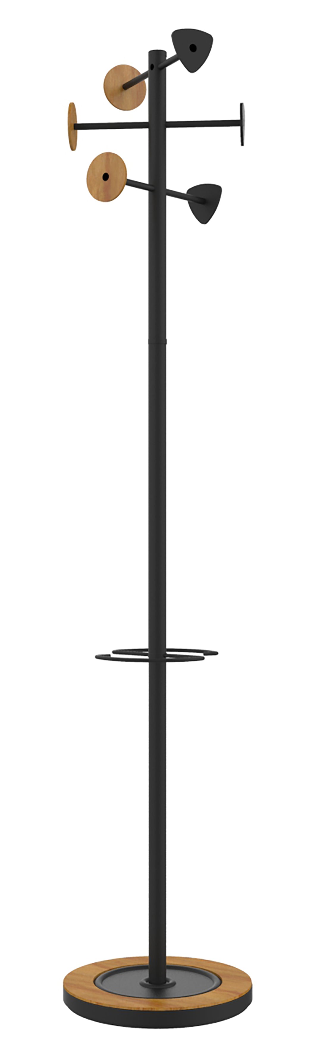 Unilux BORA Bamboo Garderobenständer – mit Schirmhalter – Bambus/Stahl – bambus/schwarz – 1'780 mm