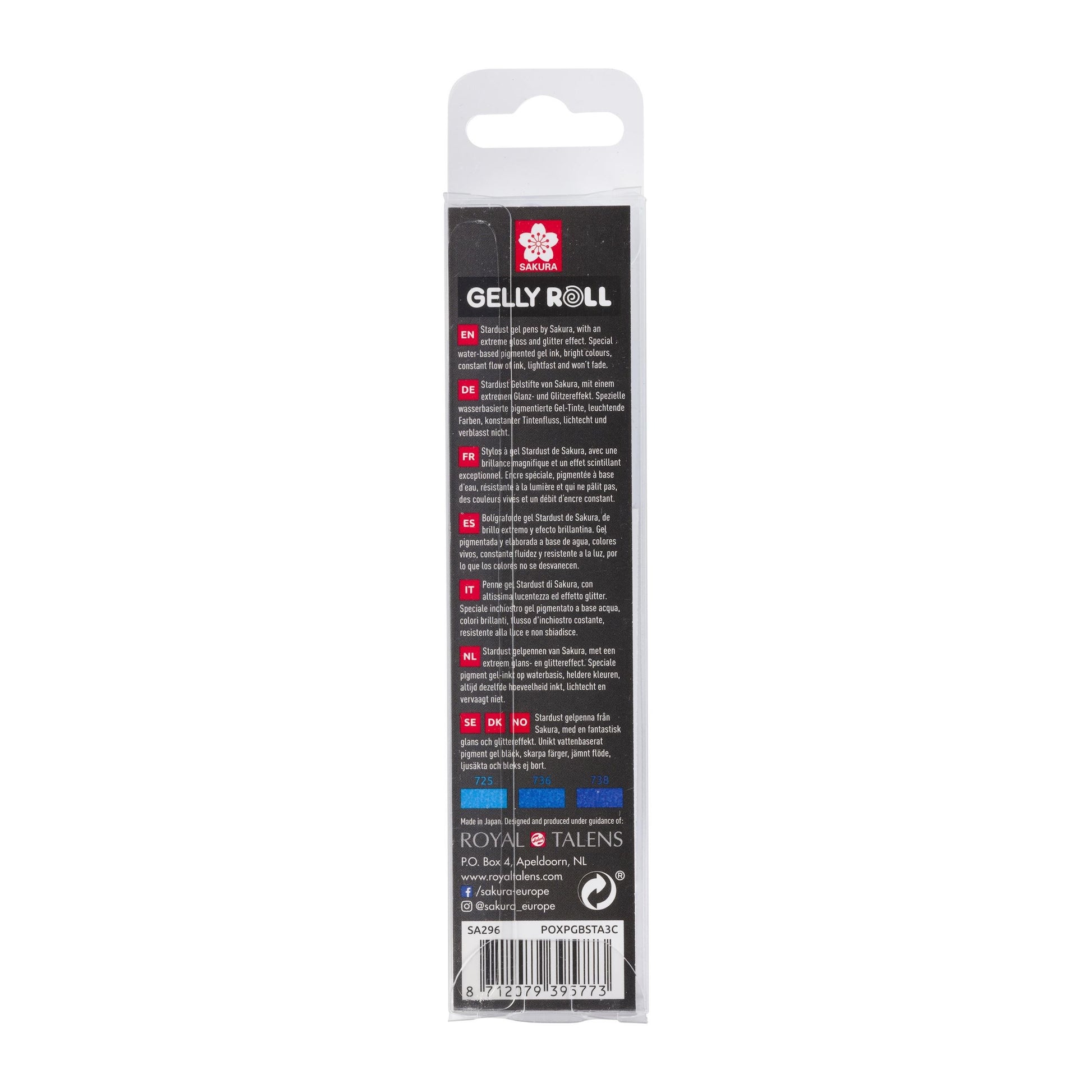 Sakura Gelly Roll Gelschreiber, Kappe – blau/hellblau/marineblau, Spitze 0,5 mm, glitzernd, 3er-Set