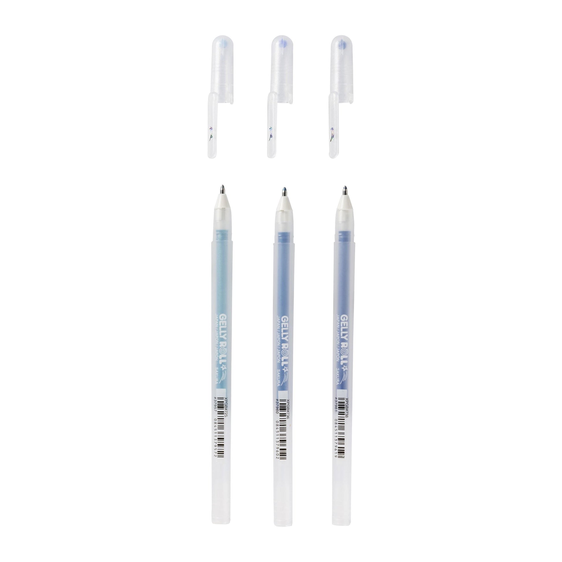 Sakura Gelly Roll Gelschreiber, Kappe – blau/hellblau/marineblau, Spitze 0,5 mm, glitzernd, 3er-Set