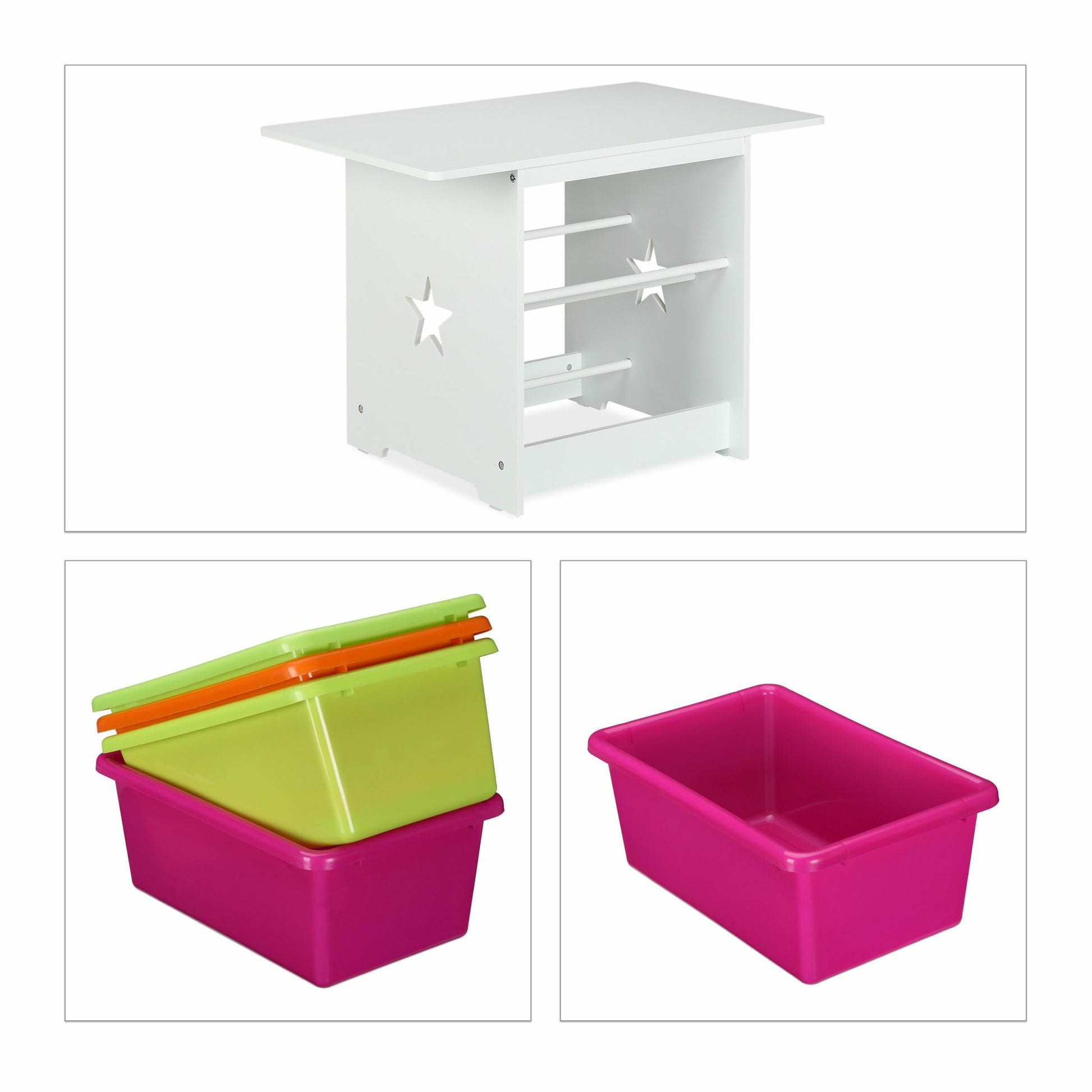 Relaxdays Bistro-Set 1-teilig – Mehrfarbig – Kunststoff, Eisen – Tisch 75 × 46 × 52 cm – für den Innenbereich