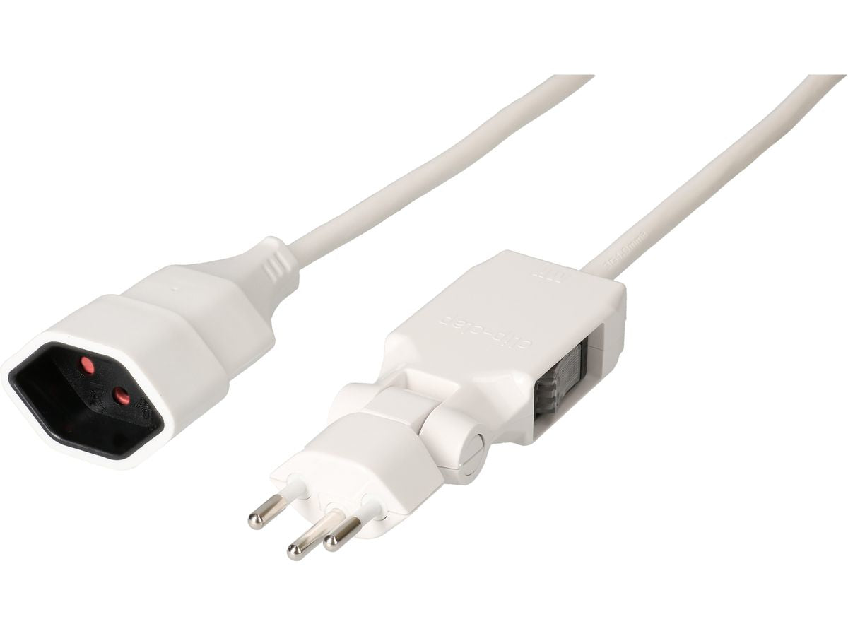 Max Hauri AG Max Hauri Verlängerungskabel – T12–T13, 5 m, mit Schalter, 3×1 mm², Weiss