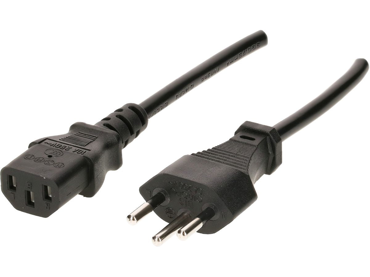 Max Hauri AG Max Hauri Netzkabel – T12–IEC C13, 3 m, 10 A, schwarz