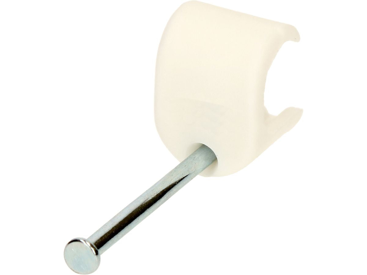 Max Hauri AG Max Hauri Kabelhalter, Nagelbride, 100er-Pack – für Flachkabel 5–7 mm – Weiss