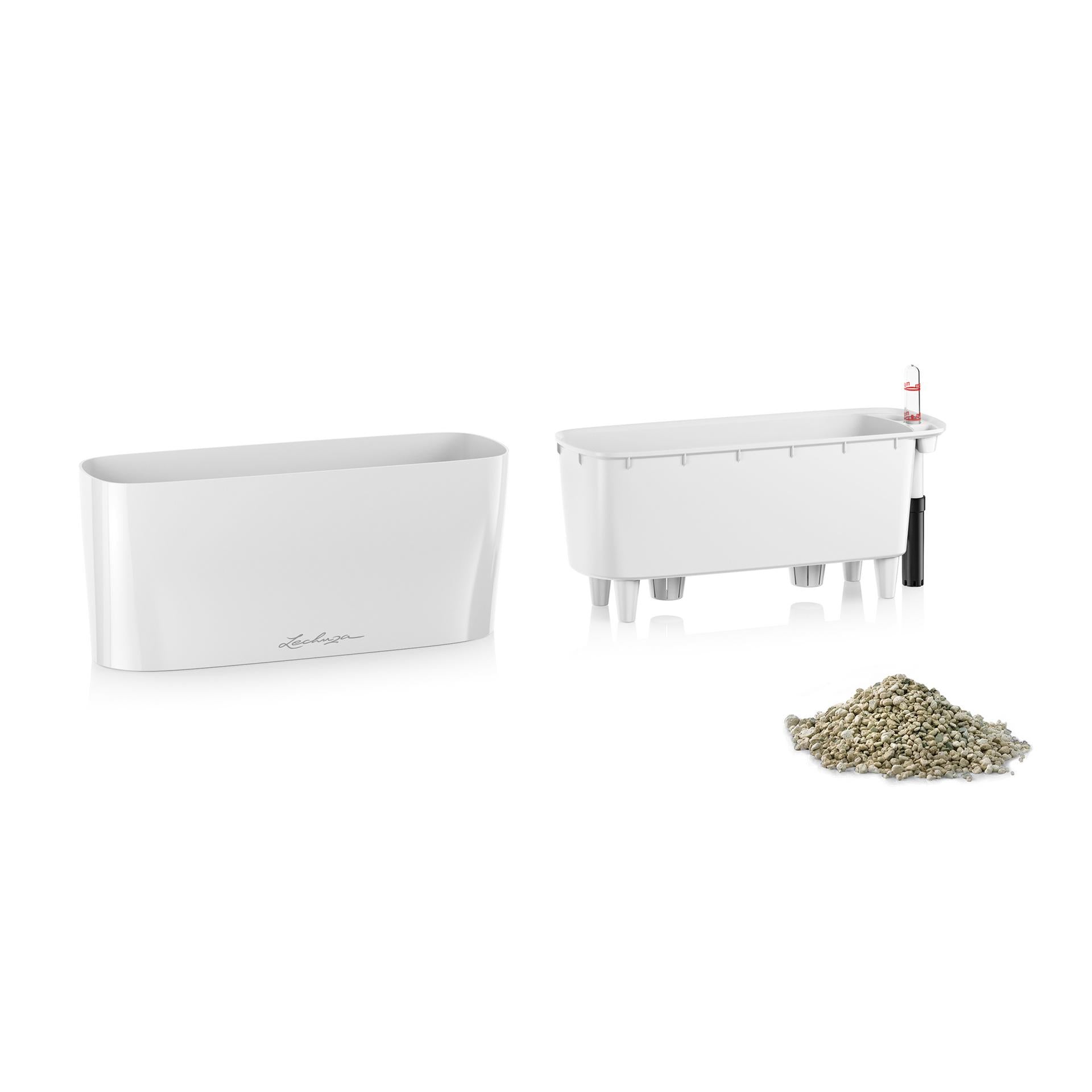 LECHUZA Topfpflanzer – 2000 ml (30 × 11 × 13 cm) – Kunststoff, weiss