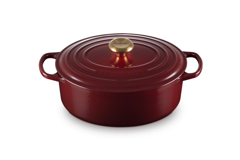 Le Creuset Kochtopf Signature Roaster – 4,7 l, Gusseisen, Emaille, für Induktion, Gas, Glaskeramik u. a., Rot
