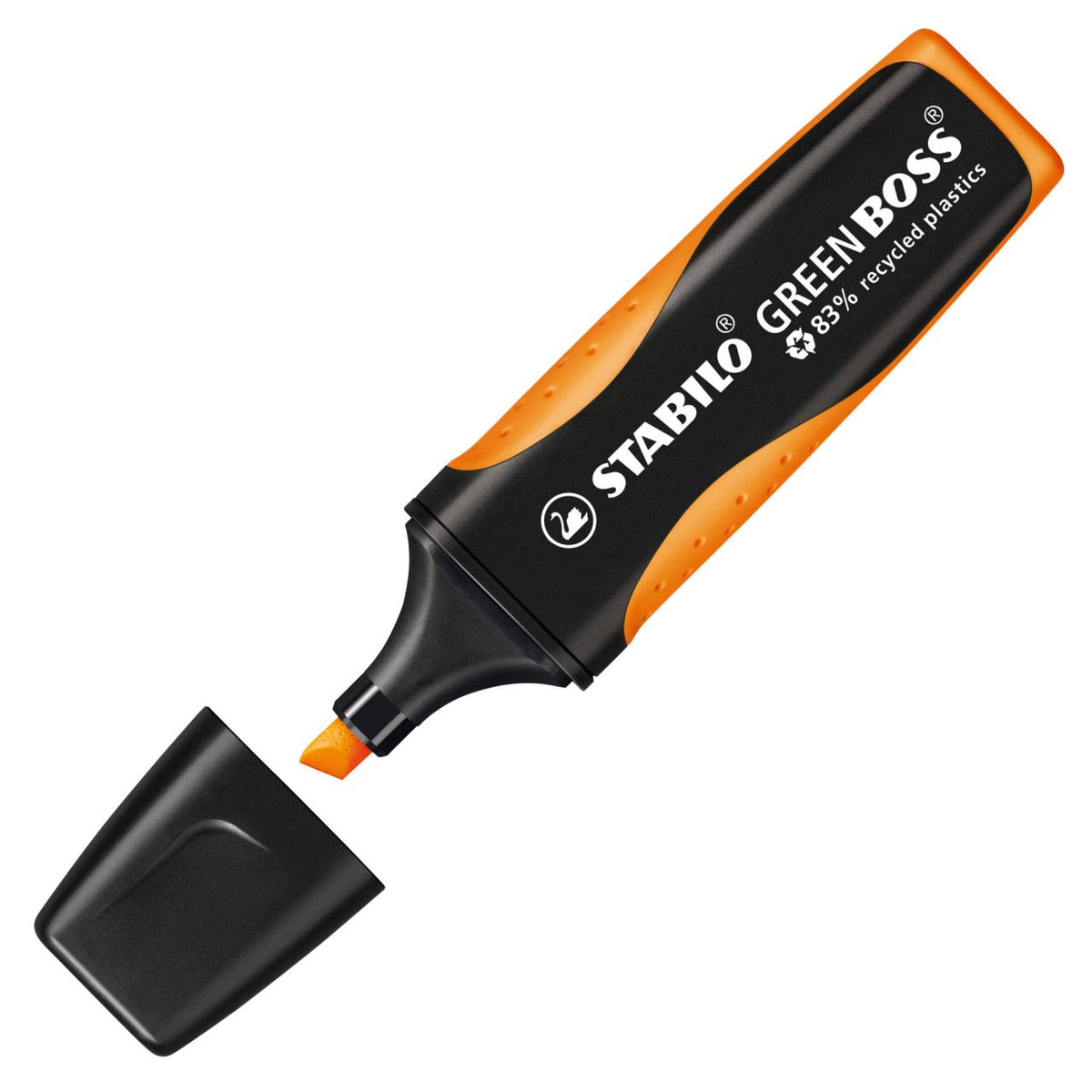 STABILO GREEN BOSS Textmarker – 10er Set, Farben: Orange, Keilspitze 2–5 mm