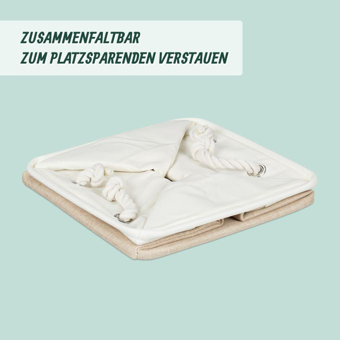 Relaxdays Aufbewahrungsbox ohne Deckel – Leinen – Weiss/Beige – 280 × 280 × 280 mm – 4-teiliges Set, mit Griff