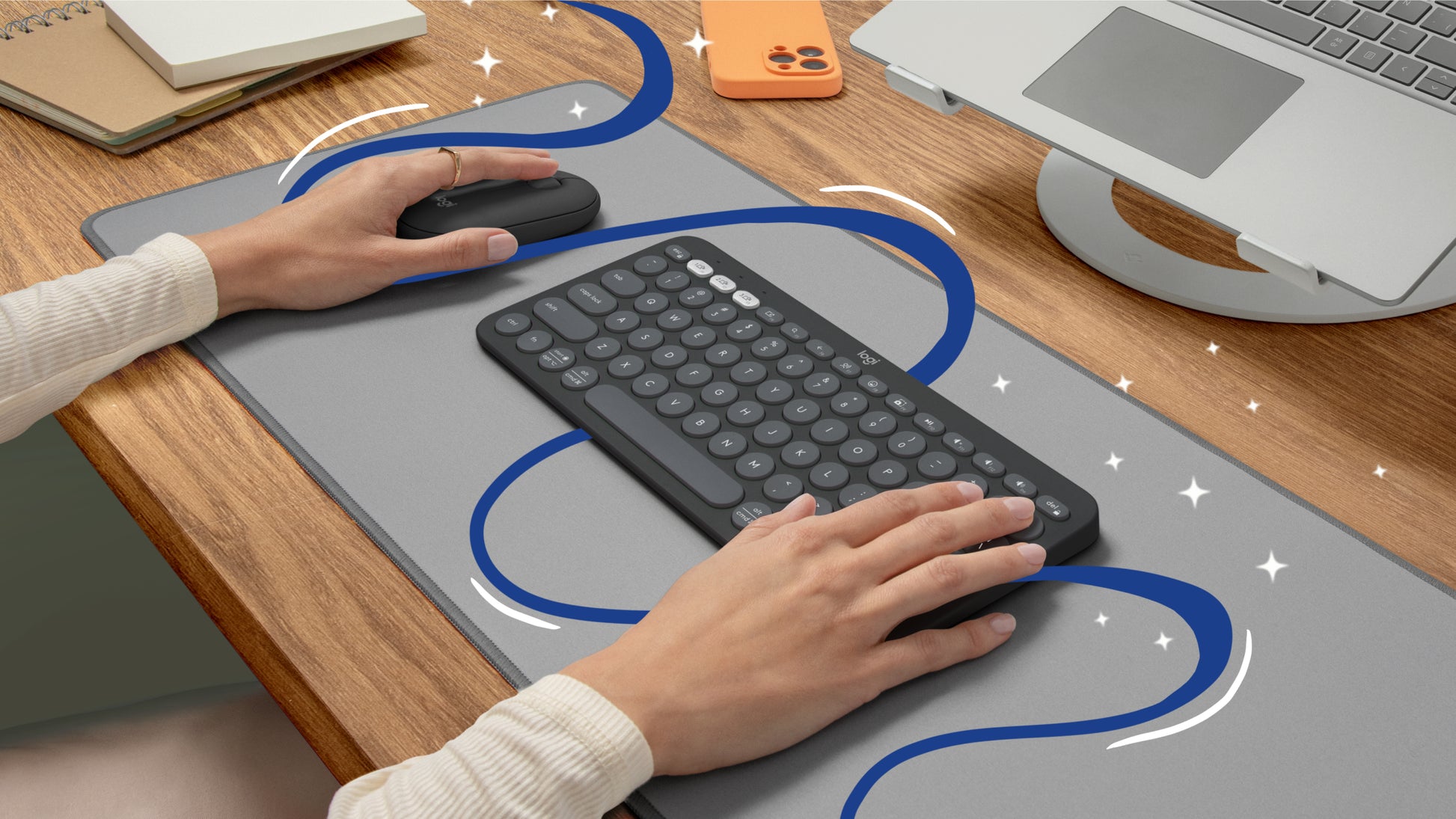 Logitech Pebble Keys 2 K380s – Mini Tastatur – Scherenmechanik – Bluetooth – QWERTY (IT) – Ohne Ziffernblock – Graphit