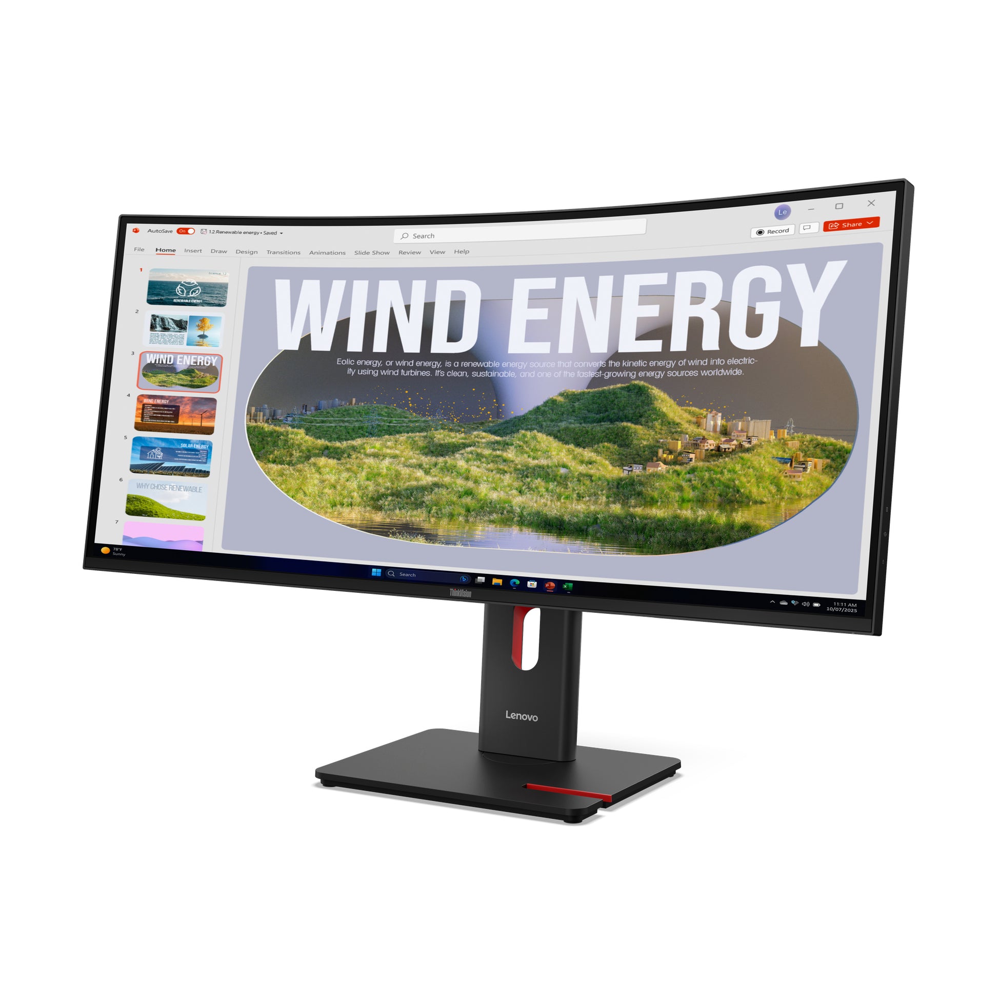 Lenovo ThinkVision T34WD-40 34" Curved, 3440 x 1440 (UWQHD), VA, 120 Hz, USB-C 100 W, LAN, HDR10