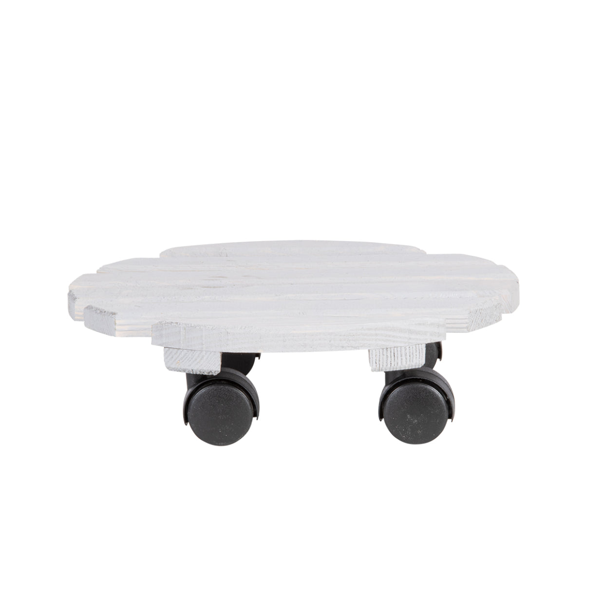 Esschert Design Pflanzentrolley – Holz/Polyamid/Polypropylen – Grau/Schwarz – 4 Rollen – Ø 287 × 80 mm
