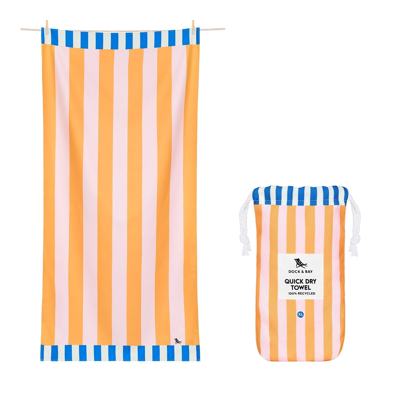 Dock & Bay Strandtuch DES Mellow Yellow – 90 × 200 cm, Orange, Polyamid/Polyester