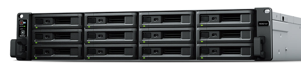 Synology RS3621xs+ – 12-Bay Rack 2U NAS – Intel Xeon D-1541, 8 GB RAM, 10GbE, redundantes Netzteil