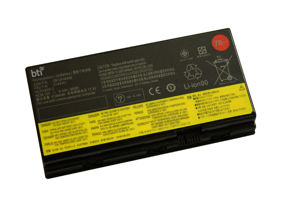 BTI Notebook-Akku – für Lenovo ThinkPad P70 – 96 Wh, 15 V (9 Zellen) – Schwarz