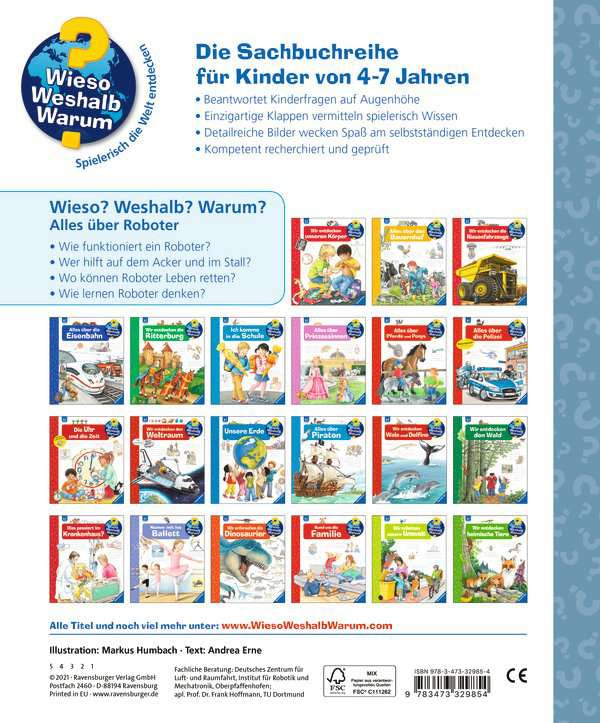 Ravensburger Buch – WWW47 Alles über Roboter, Hardcover, 16 Seiten, Deutsch, ab 4 Jahren